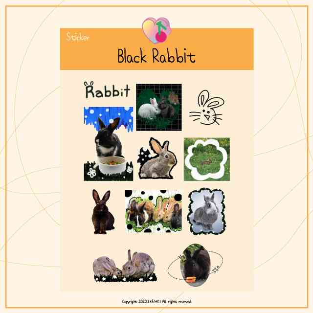 Animals Sticker #1.Black Rabbit 하트체리 카테고리 상품 썸네일